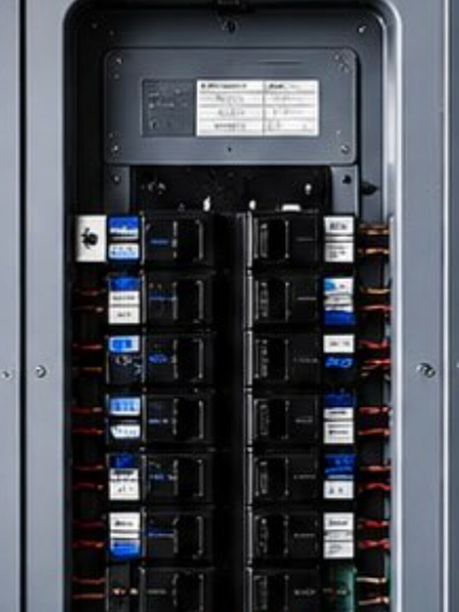 Electrical panel after the upgrade — modern breakers, labelled and built for the future